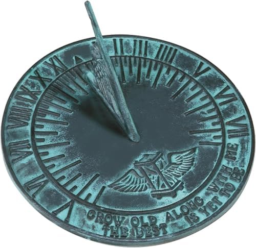 Sundial Cast Brass Verdigris Finish with Stand 10Inch Diameter - Image 2