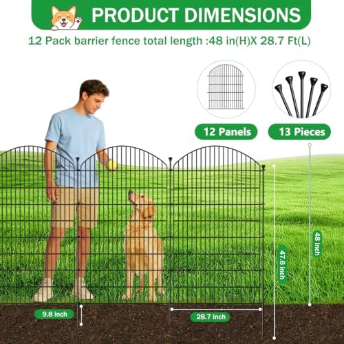 No Dig Garden Fence Panels, Dog Fence Outdoor for Yard, 12 Pack - Image 4