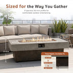 Gaspro 56 Inch Tabletop Propane Fire Pits, 50000 BTU Outdoor Firepit Table with Three Height Adjustable Levels, Stainless Steel Bowl & Burner, Cement-Imitation Texture for Patio Backyard Garden - Image 2