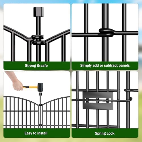 10 Panel No Dig Decorative Garden Fence with Gate 32"H x 23.6'L Dog Barrier - Image 4