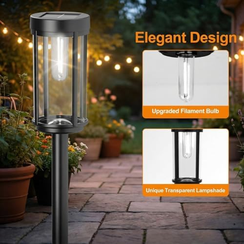 Sparkblaze 12 Pack Solar Pathway Lights Outdoor, Modern Classic Solar Garden Lights, Auto On/Off Landscape Lighting for Yard, Lawn, Patio, Walkway, Waterproof Solar Stake Lights. (12, Cold White) - Image 2