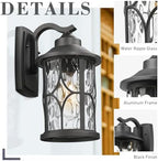 zeyu Modern Outdoor wall Lights, 12 Inch Exterior Wall Lantern, Cast Aluminum with Water Ripple Glass, Black Finish, ZX48BWG BK - Image 3