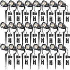 HIBOITEC 24-Pack 12W Low Voltage Landscape Spotlights with Connectors, 2900K 36° Ture Spot Lights Beam, ETL Listed, Outdoor Waterproof Wired Tree Uplights for Yard, Garden, House, Driveway by HIBOITEC