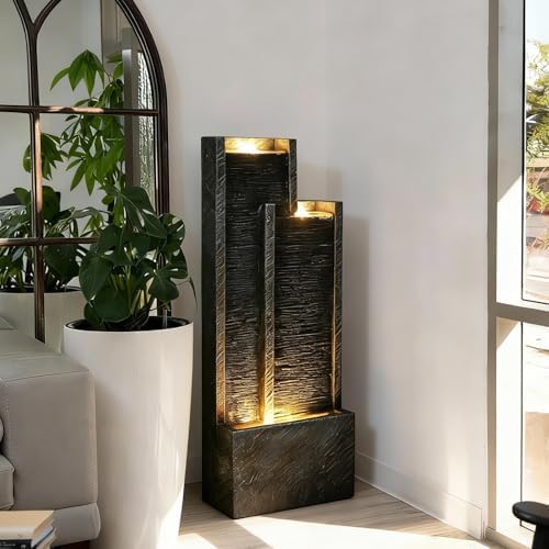 Bumilgar Indoor Water Fountain 35.4-Inch Modern Rectangular Waterfall by Bumilgar