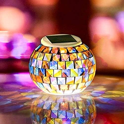 Solar Glass Ball Light Mosaic Jar Lights,Color Changing Globe Table Lamp Waterproof LED Night Light for Garden Patio Party Yard Outdoor Indoor Decorations (Ball) by AMZSTAR