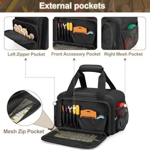 Rexmica 12-Inch Tool Organizer Bag with Anti-friction Bottom, Black - Image 3