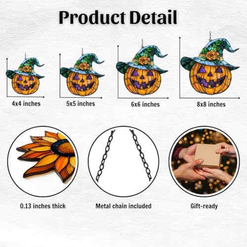 Funny Witch Jack-o'-Lantern Acrylic Suncatcher - Image 2