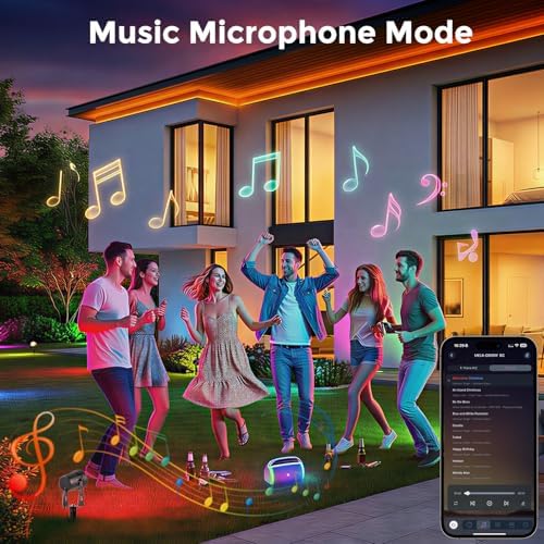 Smart Low Voltage Landscape Lights, Bluetooth Landscape Lighting, RGB Warm White LED Spotlights APP Control, 24V Outdoor Yard Spot Lights with Spike Stand, Waterproof Garden Light Music Sync - Image 3