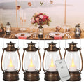 Vintage Lantern Decor, 4-Pack Flickering LED Candle Lantern with Remote Small Sized Lantern Indoor Outdoor Hanging Lanterns for Wedding Centerpiece,Halloween,Christmas,Farmhouse Decorations by ReperlaSpecialMiniSmallLanternDecoration
