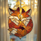 Cute Loving Couple Foxes Acrylic Suncatcher by AVAGAN