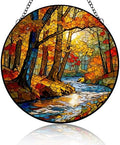 Stained Glass Suncatcher Autumnal Forest Stream Handmade Window Hangings Colored Glass Suncatcher Crafts Kits for Indoor Garden Christmas Decoration Decor for Women Wife 9.8 Inch by Unknown