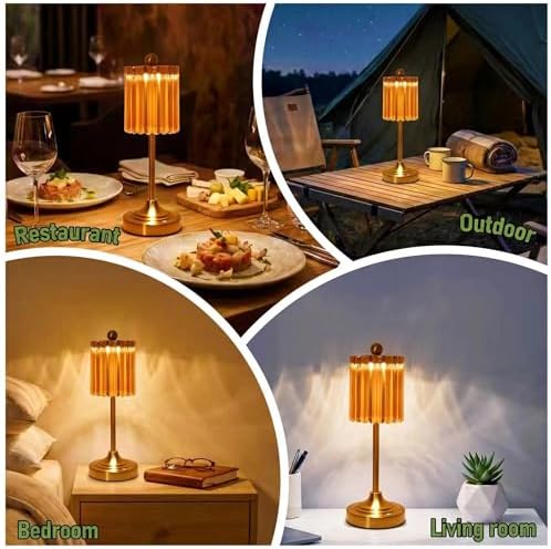 Small Vintage Cordless Table Lamp (Amber-01, 1 Pack) - Image 4