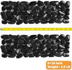 River Rock Stepping Stones Outdoor for Garden Walkway, 6 Pcs 16" L x 6" W Rectangle Shape Paver Step Stones Polished Pebble River Stone Mat for Yard Lawn Patio Pathway Walk Way - Black - Image 2