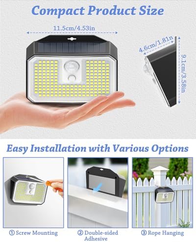 CLAONER 16-Pack Solar Motion Sensor Lights Outdoor, 168 LED Waterproof Security Light with 3 Modes, for Garden, Fence, Garage, Deck, Door Step - Image 6
