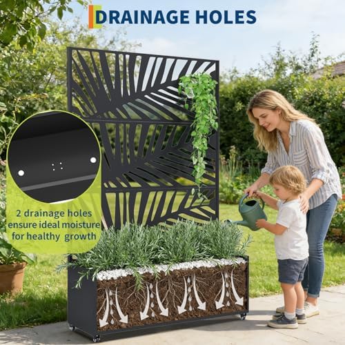 Garvee 71"x47"x16" Metal Planter Box with Trellis for Climbing Plants Vines - Image 5