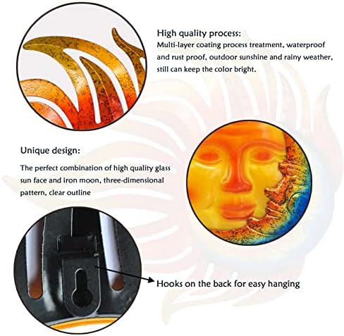 Sun Metal Wall Art Outdoor Sun Moon Face Wall Decor Rust Proof Large - Image 3