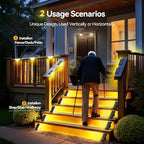 TECKNET Solar Step Lights for Outside, 2 Modes Brightness Adjustable, 24 LEDs Solar Stair Lights Outdoor, IP67 Waterproof + 416 LED Solar Lights Outdoor Waterproof, 300° Angle & 3 Lighting Modes Moti - Image 2