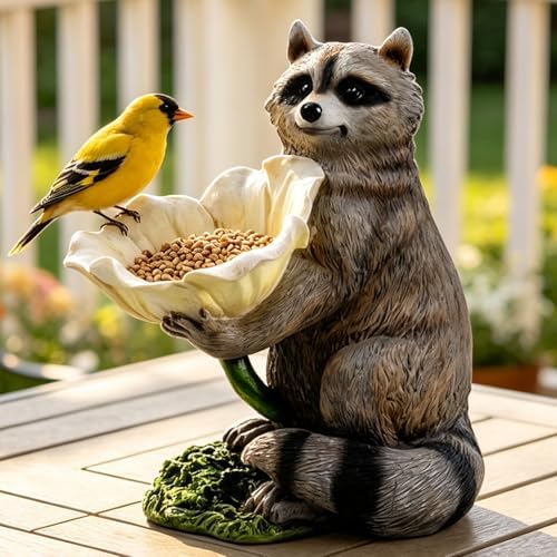 Raccoon Garden Decor Funny Statue Bird Feeder Decorations Outdoor Sculpture - Image 5