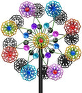Wind Spinners Outdoor, Kinetic Wind Spinner,Yard Art Windmill with Metal Stake, Metal Wind Sculptures & Spinners,Waterproof Pinwheels Large Wind Spinner for Yard and Garden (Snow-Colour) by YOADEHOA