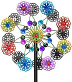 Wind Spinners Outdoor, Kinetic Wind Spinner,Yard Art Windmill with Metal Stake, Metal Wind Sculptures & Spinners,Waterproof Pinwheels Large Wind Spinner for Yard and Garden (Snow-Colour) by YOADEHOA