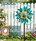 Solar Wind Spinners Outdoor, Peacock Garden Decor, Metal Yard Art - Image 5