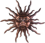 VZVXCC Large Metal Sun Wall Art Decor- 30 inches Sun Wall Hanging Decoration for Indoor Outdoor, 3D Sun Face Metal Wall Sculpture for Home Bedroom Living Room Office Garden Yard Patio(Bronze) by VZVXCC