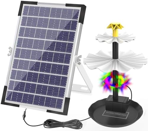 Lewisia Battery Backup Solar Fountain Pump with LED Lighting Solar Powered Water Pump Kit for Pool Koi Pond Garden Bird Bath 5W by Lewisia