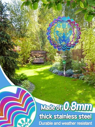 Light Catcher Wind Spinners Outdoor with Spiral Tail - Butterfly 3D Hanging Garden Yard Patio Window Decor Gift for Women Mom Grandma Wife, Kinetic Spin Eye-Catching Fun to Watch Art Sculptures - Image 4
