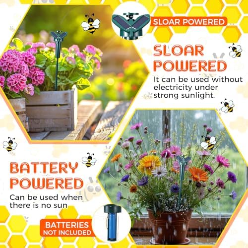 Retisee 6 Pcs Flying Bees for Centerpieces Solar Fluttering Garden Decor - Image 5