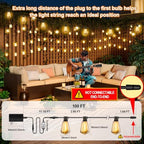 Outdoor String Lights 100FT, APP & Remote Control Dimmable Patio Lights, Plug in LED String Lights with Timer, Waterproof Backyard Pergola Garden Party Decor - Image 5