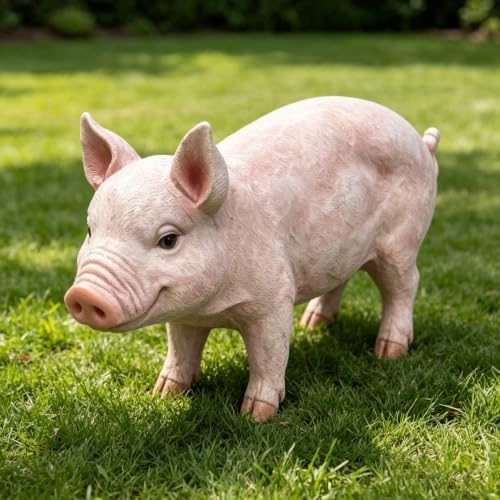 26'' Large Farm Pig Figurine Garden Statue Realistic Resin Weather Pink - Image 3