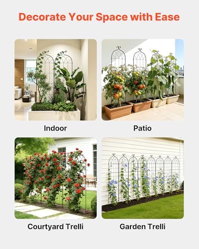 VEVOR Garden Trellis, 71 x 20 inch Rose Trellis, 2 Packs Garden Flower Rose Trellises with Powder-Coated Finish & Convenient Locking Design, Plant Support Trellises for Flowers, Vegetables, Roses - Image 6
