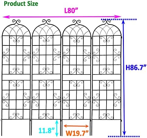 Garden Trellis for Climbing Plants Outdoor, 4-Pack 86" Metal Rustproof - Image 3