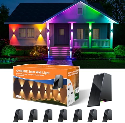 8 Pack Color Changing Solar Powered Fence Wall Lights Up and Down by GVSHINE