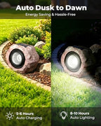 Solar Rock Lights Outdoor 2 Pack, Landscape Spotlight Faux Rock Lights Yard - Image 2