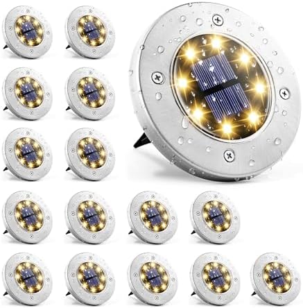 GIGALUMI Solar In-Ground Fence Lights Waterproof 16 Pack Warm White by GIGALUMI