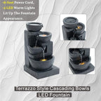 29" 4 Tier Water Fountain Garden Decor with LED Lights and Cascading Rock - Image 4