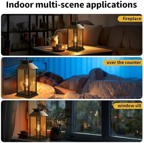 2 Pack Solar Lanterns Outdoor, Hanging Glass Solar Lights Waterproof, Dual Power Solar & 2*AA Battery, for Porch, Patio, Yard and Indoor Table or Mantel - Image 4