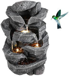 Cascading Rock Water Fountain with LED Lights for Outdoors, Garden Waterfall Fountain Decor - Patio, Backyard, Porch Resin Water Feature with Soothing Sounds for Home Art Decor (B) - Image 3