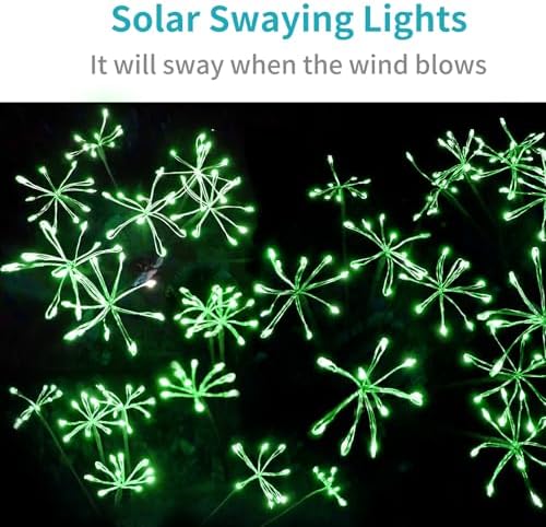 JJGoo Solar Garden Lights, New Upgraded 6 Pack Solar Swaying Starburst Light, Waterproof Fireworks Outdoor Lights, Yard Patio Pathway Decoration, Green - Image 5