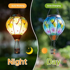 2 Pack Dragonfly Hot Air Balloon Solar Lantern Outdoor Waterproof, Glass Balloon Lanterns for Outside, Decorative Hanging Solar Lights Patio Garden Yard Gift for Women Moms - Image 2