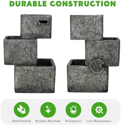 27.6" H Outdoor Modern Water Fountain, Floor Standing Water Feature - Image 5