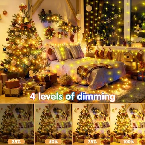 KNONEW 203FT 600LED Green Wire Outdoor Fairy Lights Plug in Warm White Xmas - Image 4