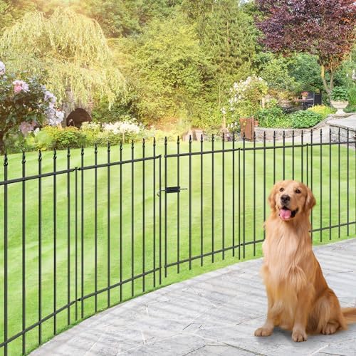 Decorative Metal Garden Fence with Gate 36" x 10', Dog Fence Outdoor - Image 2