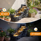 TITIMO 36.6" L Outdoor Water Fountain, 4-Tier Garden Fountain w/LED Lights - Image 7