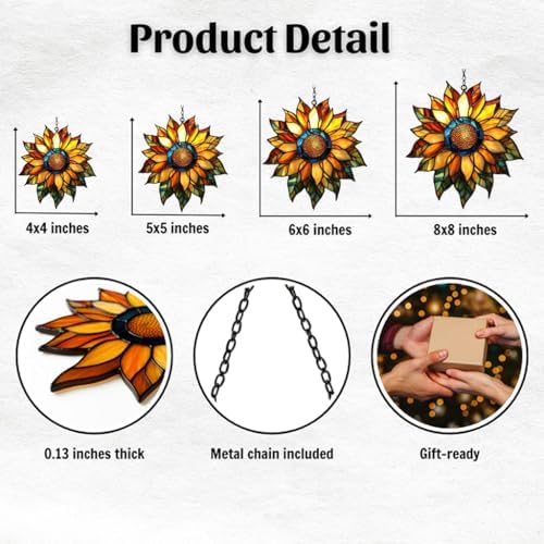 Tiffany Style Sunflower Acrylic Suncatcher - Image 2