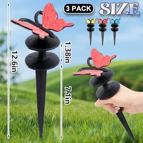 Tandefio 3 Pcs Butterfly Garden Hose Guide Stakes, Cast Iron Metal - Image 4