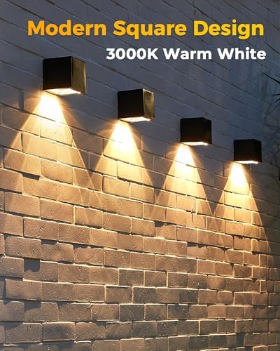 LUHLEE Solar Wall Lights Outdoor,Square Modern Solar Wall Sconce IP65 Waterproof Down Lighting Outdoor Lights for House,Porch,Garden,Yard, Patio,Fence Decor - Image 2