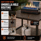 GRISUN 15 Inch Propane Tabletop Fire Pit, 30,000 BTU with Glass Wind Guard - Image 6