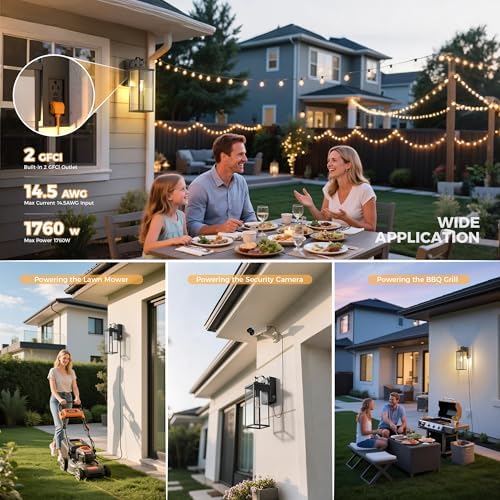 Outdoor Wall Lights, Exterior Lighting Fixtures with GFCI Outlets, 1-Pack - Image 3
